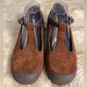 Merrell Plaza T-Strap Dark Spice Suede Mary Jane Shoes Size 10